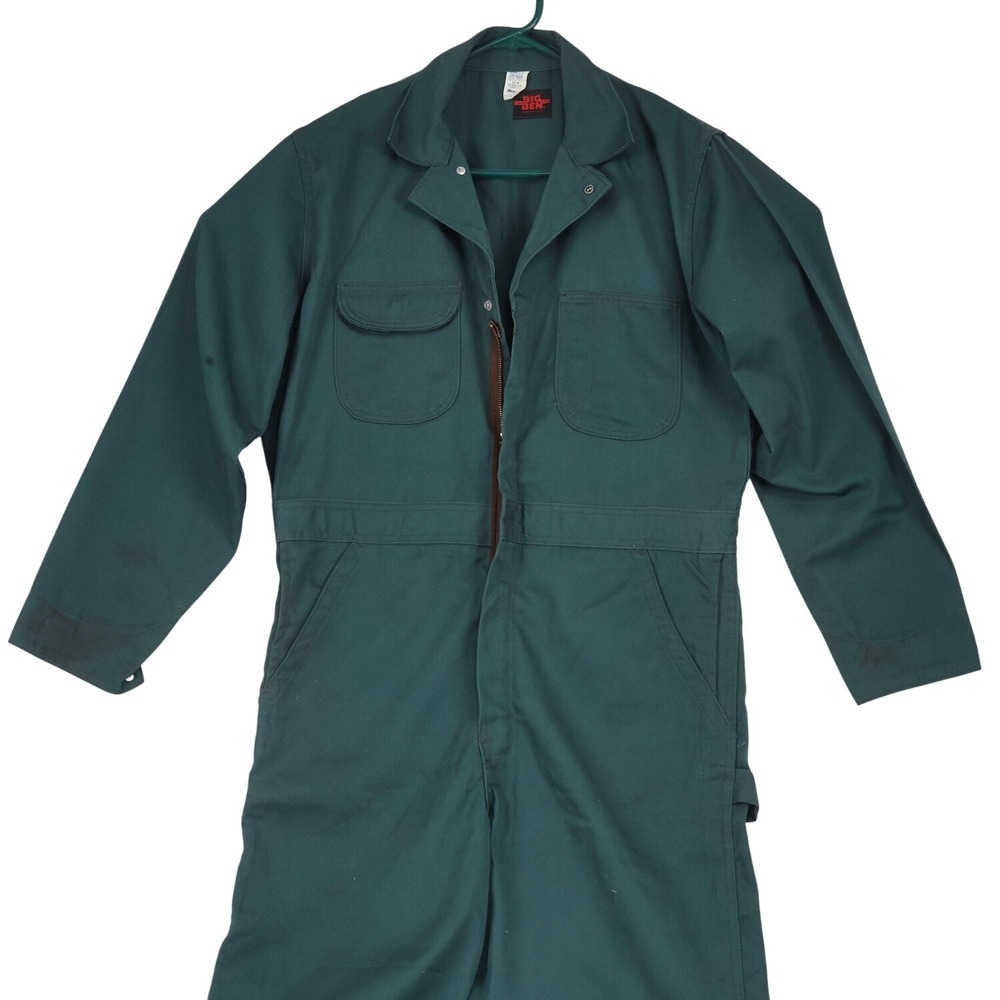 Vintage Big Ben Wrangler Coveralls Men 40 Reg Green‎ Canvas Mechanic USA